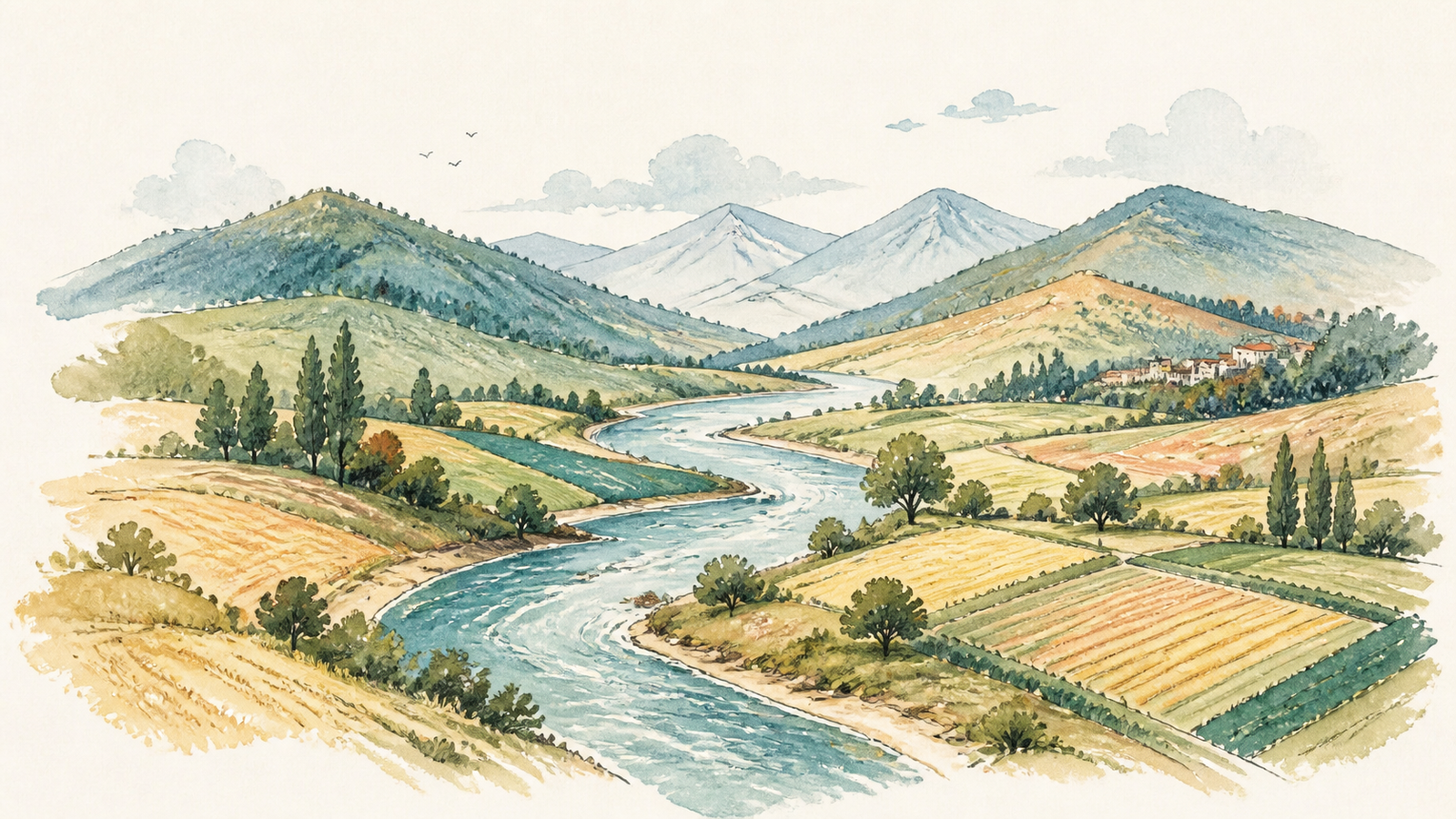 Montagne, fiumi e pianure rappresentano la geografia fisica come campo di gioco della storia.